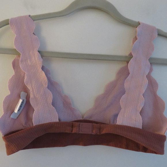 MARYSIA Santa Clara Scalloped Light Pink Textured Triangle Bikini Top - Size XS - Picture 10 of 15